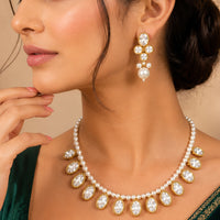Delicate Pearl Polki Kundan Necklace