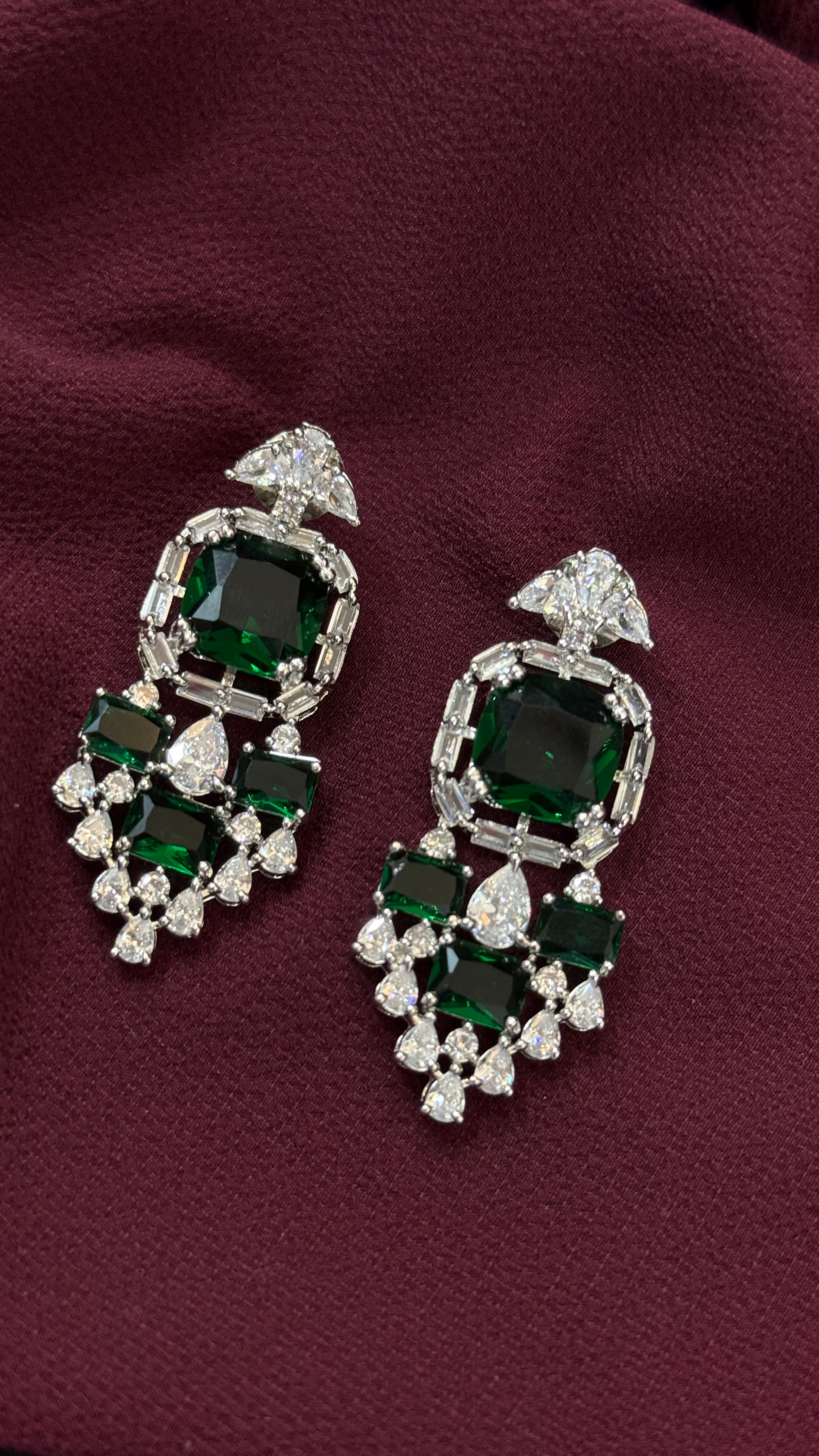 Gleaming Green Royal American Diamond Set