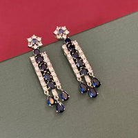 Midnight Sapphire AD Necklace Set with Dangling Earrings