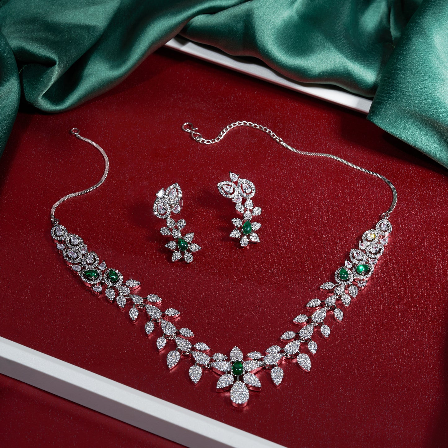 American diamond green crystal jewelry set - Mivanaa