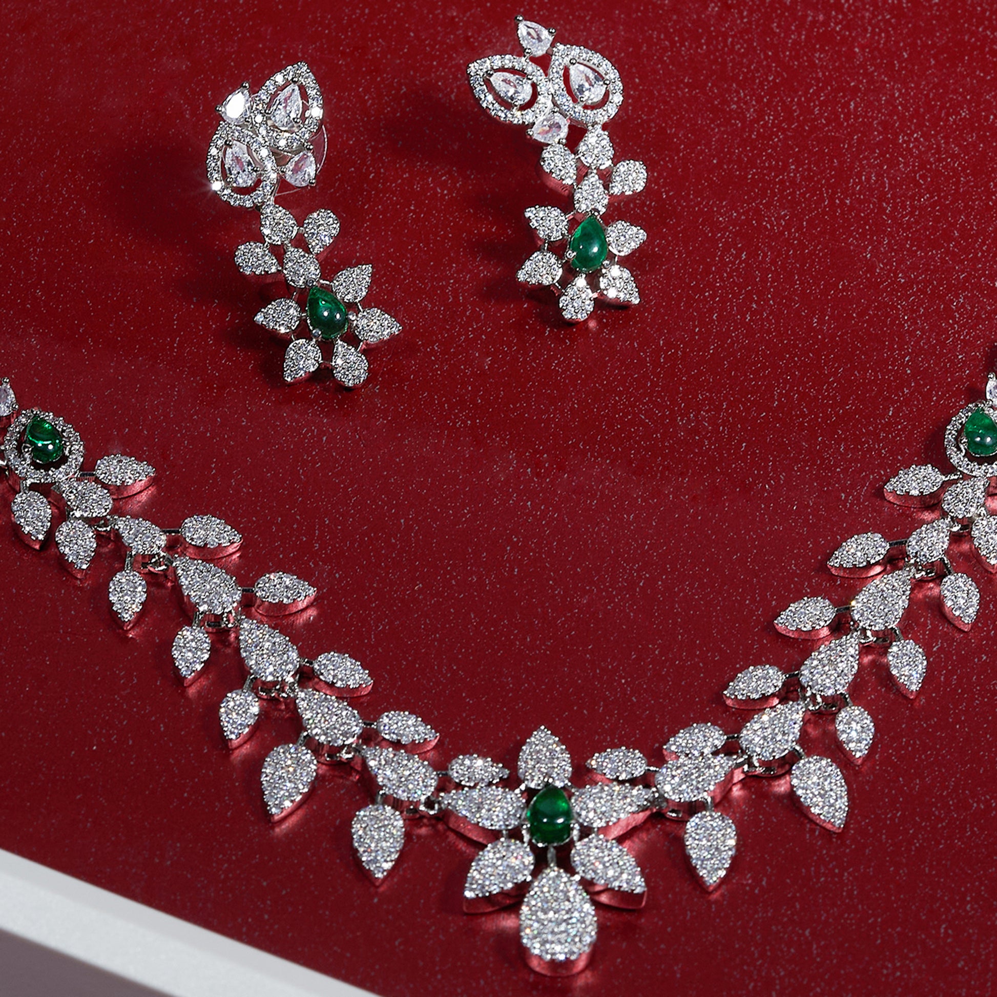 American diamond green crystal jewelry set - Mivanaa