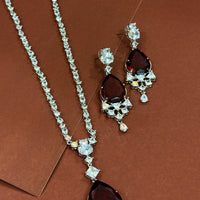 Red wine Cubic Zironia pendent set