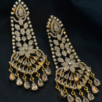 Bridal Style American Diamond Long Earrings with Teardrop Stones