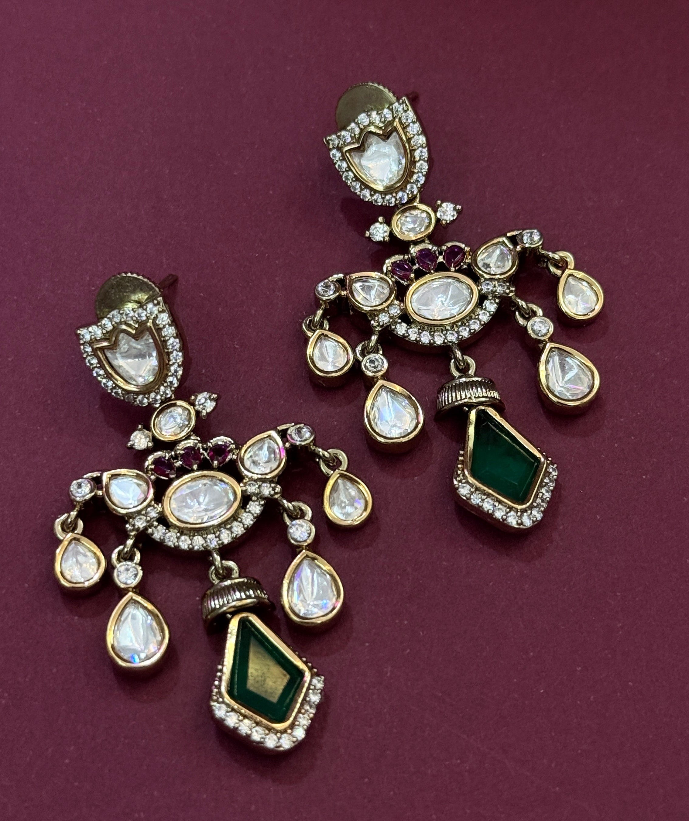 Royal Emerald Kundan AD Choker Necklace Set