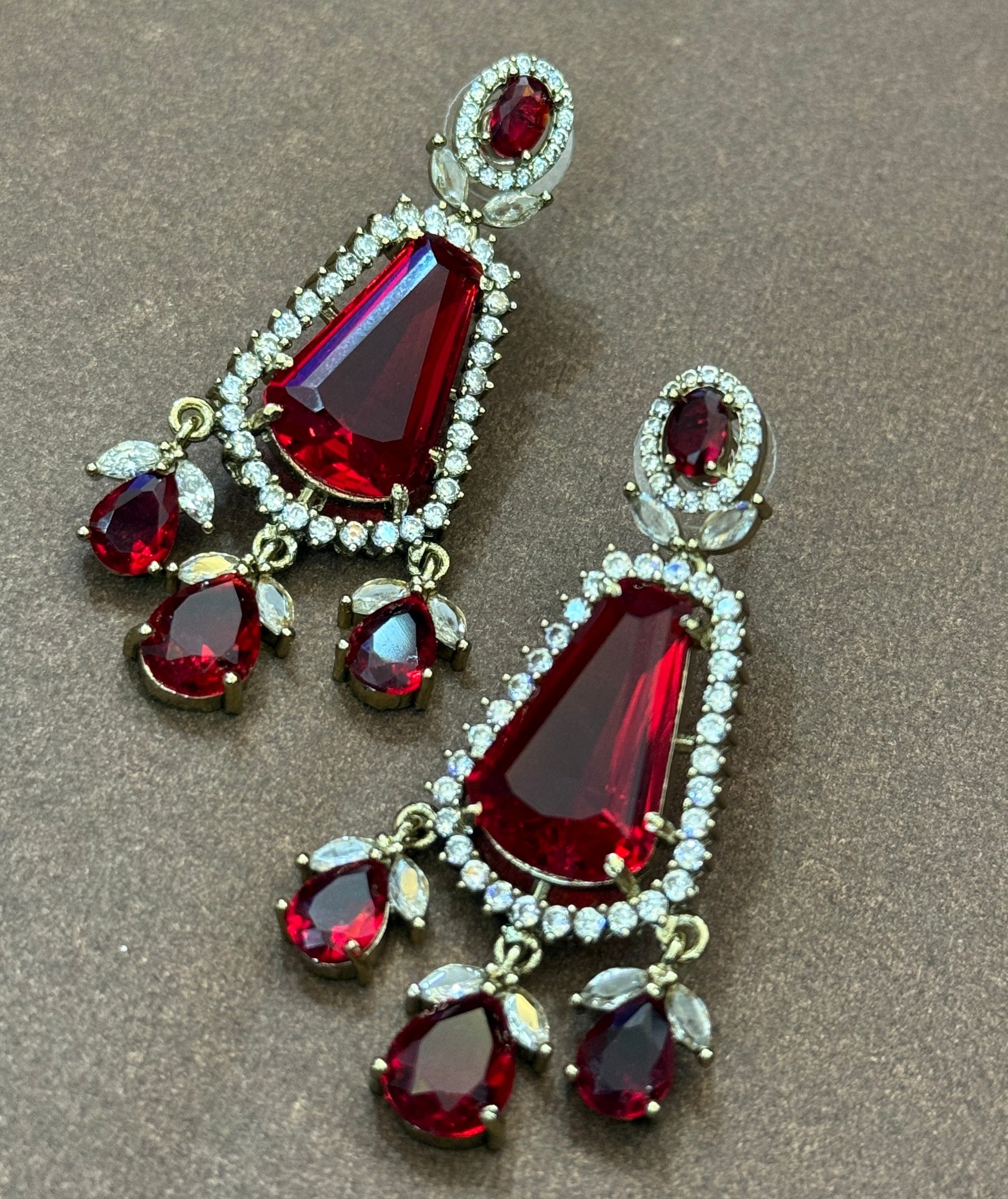 Imperial Ruby American Diamond Necklace Set