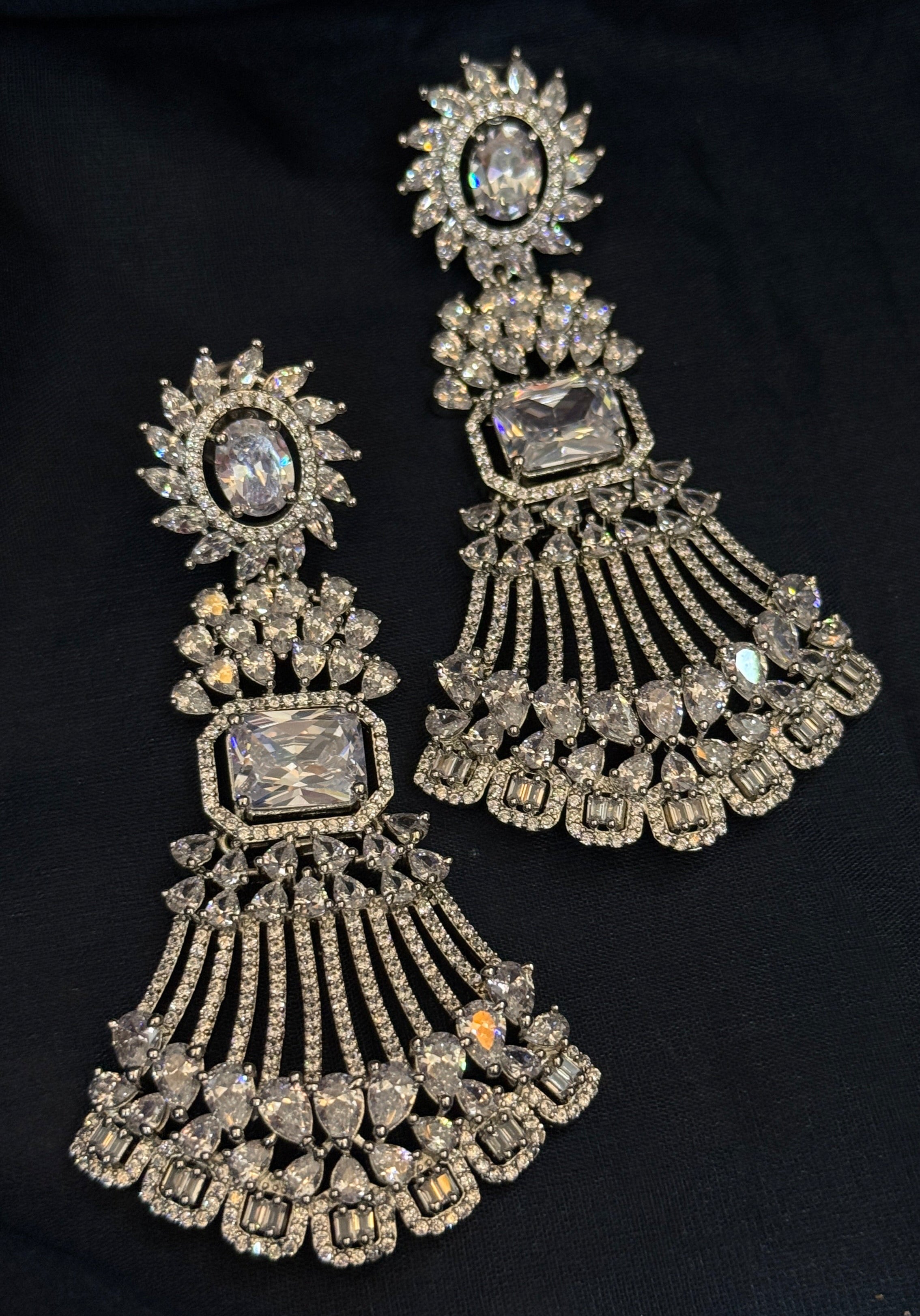 Elegant American Diamond Long Dangle Earrings