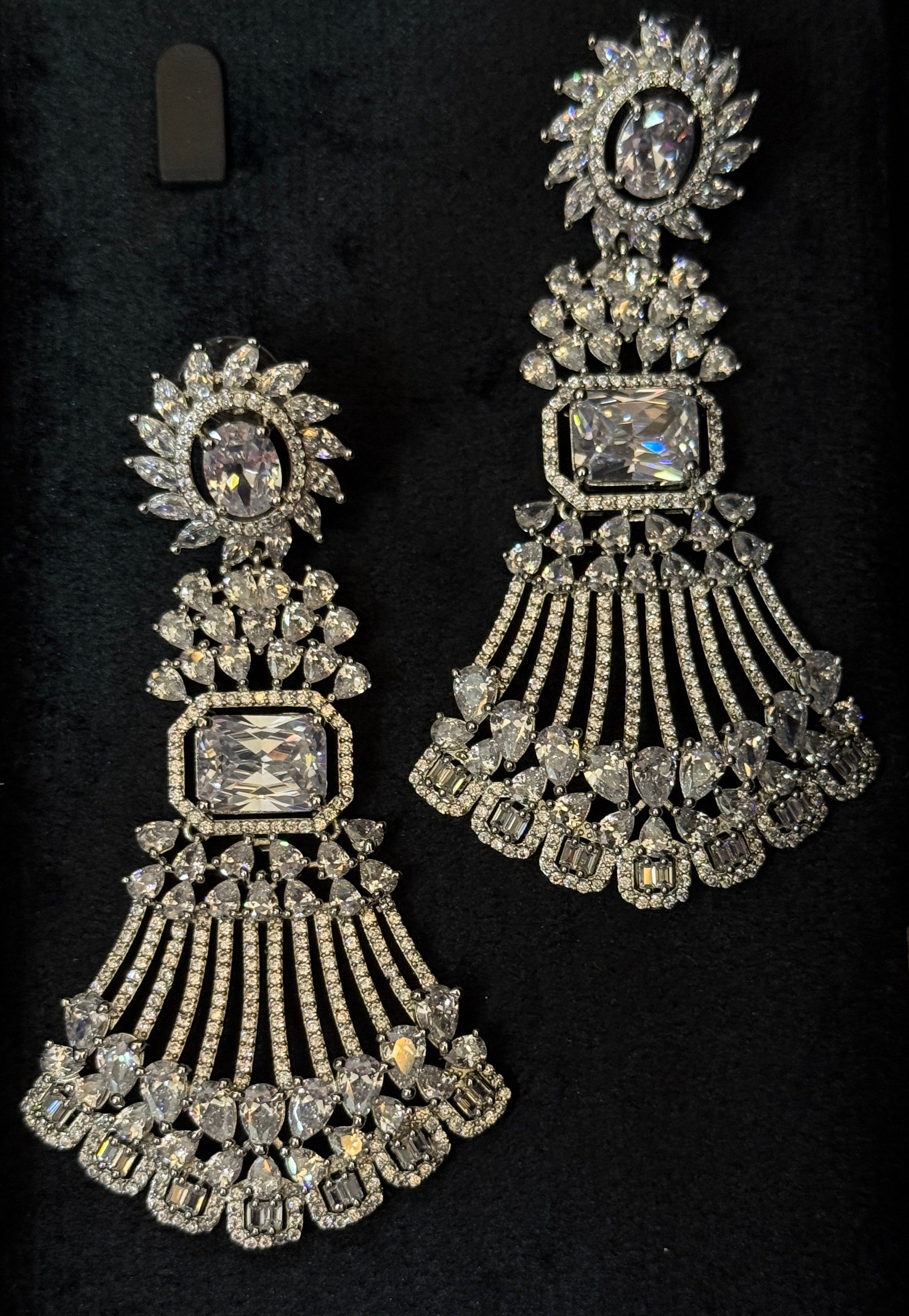 Elegant American Diamond Long Dangle Earrings