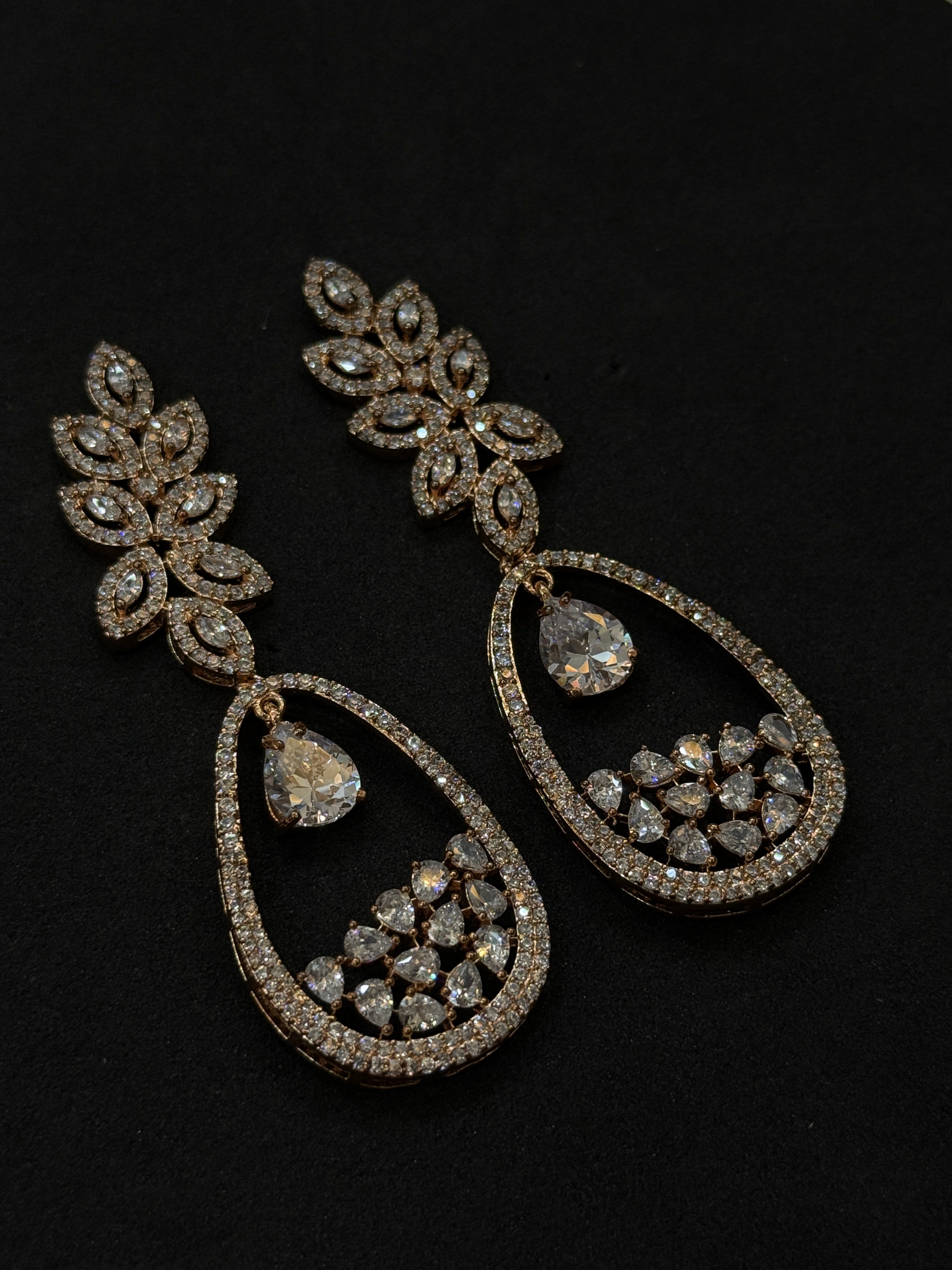 Golden Teardrop Crystal Earrings