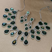 Emerald Grace Bottle Green Silver Plated Set