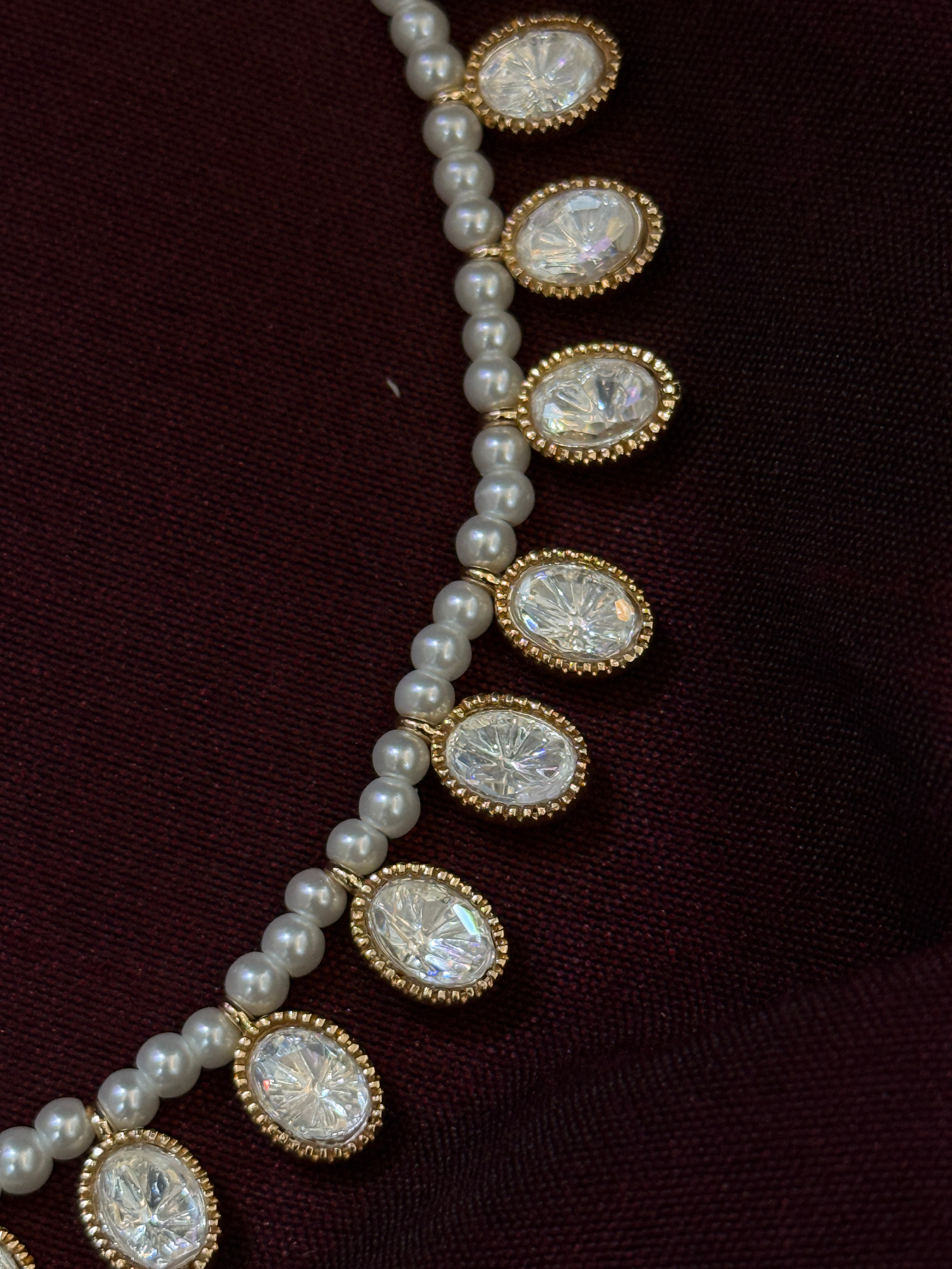 Delicate Pearl Polki Kundan Necklace