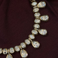 Regal Aura Moissanite Polki Gold Finish Necklace Set