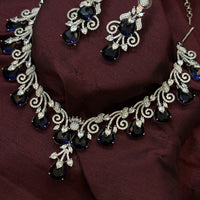 Royal Blue American Diamond Necklace Set