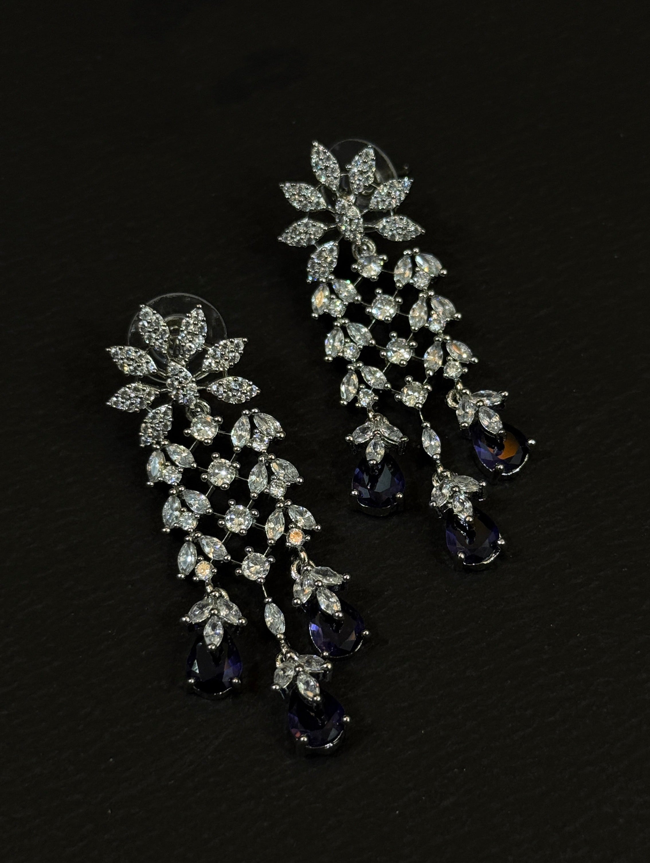 Purple Raindrop Dazzle Necklace & Earring Set