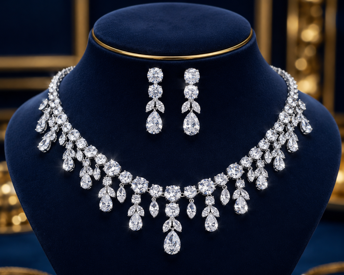 Princess Elegance Diamond Look Luxury Necklace Set