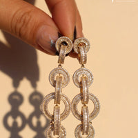 Gold Finish CZ Partywear long Earrings