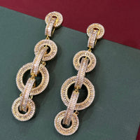 Gold Finish CZ Partywear long Earrings