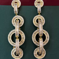 Gold Finish CZ Partywear long Earrings