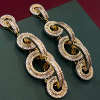 Gold Finish CZ Partywear long Earrings
