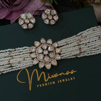 Moissanite centerpiece Kundan Pearl Neckset