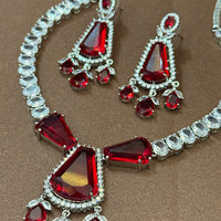 Imperial Ruby American Diamond Necklace Set