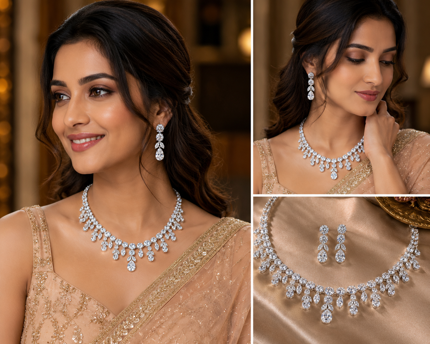 Princess Elegance Diamond Look Luxury Necklace Set
