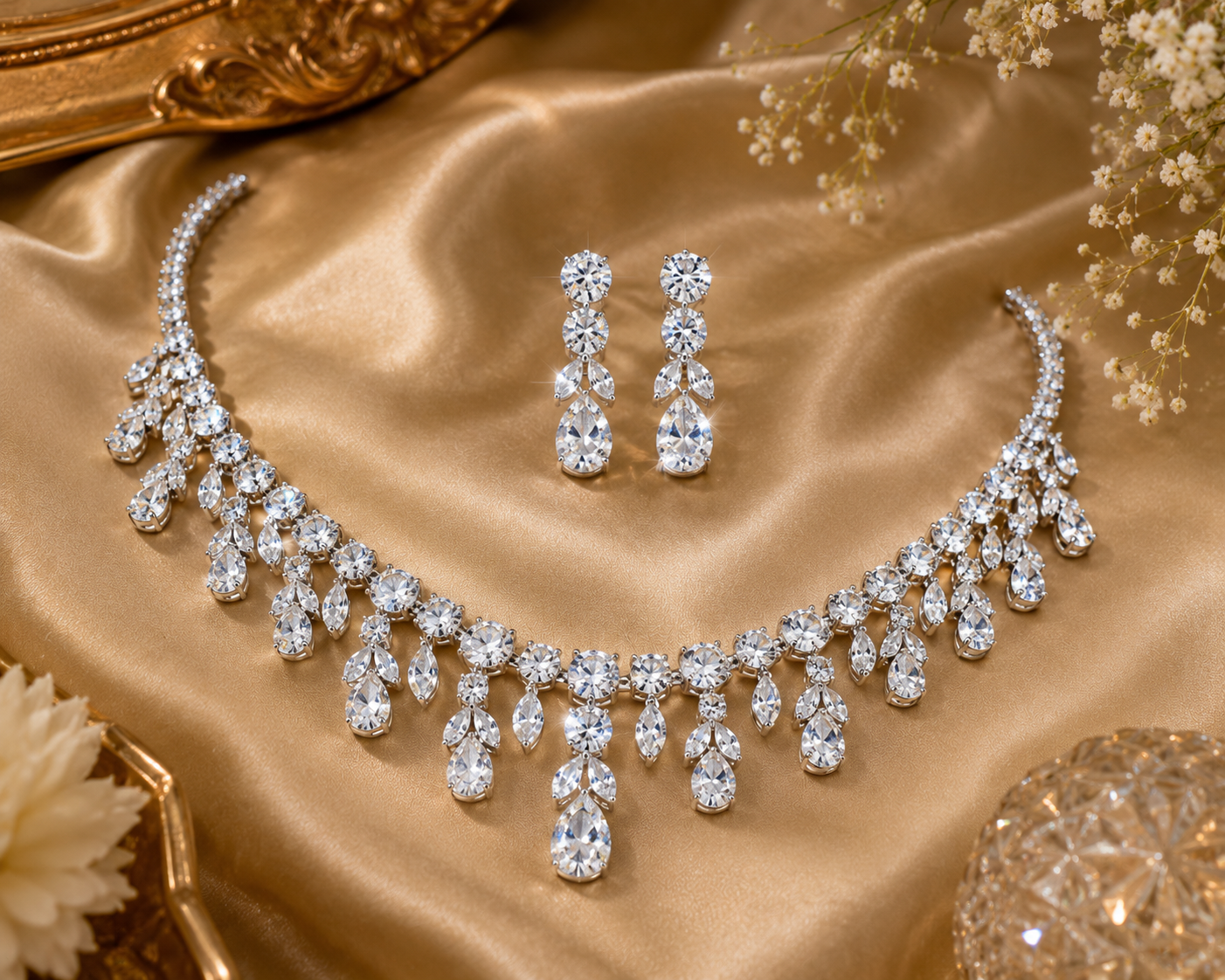 Princess Elegance Diamond Look Luxury Necklace Set