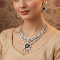 Royal Aura Purple American Diamond Necklace Set
