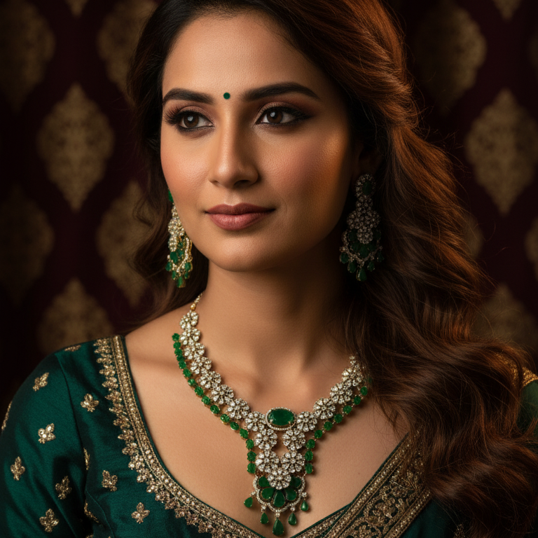 Emerald Green Glow AD Necklace Set