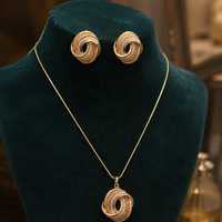Anti-Tarnish Twisted Halo Pendant Set