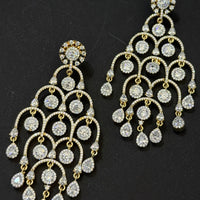 American Diamond Gold Chandelier Earrings