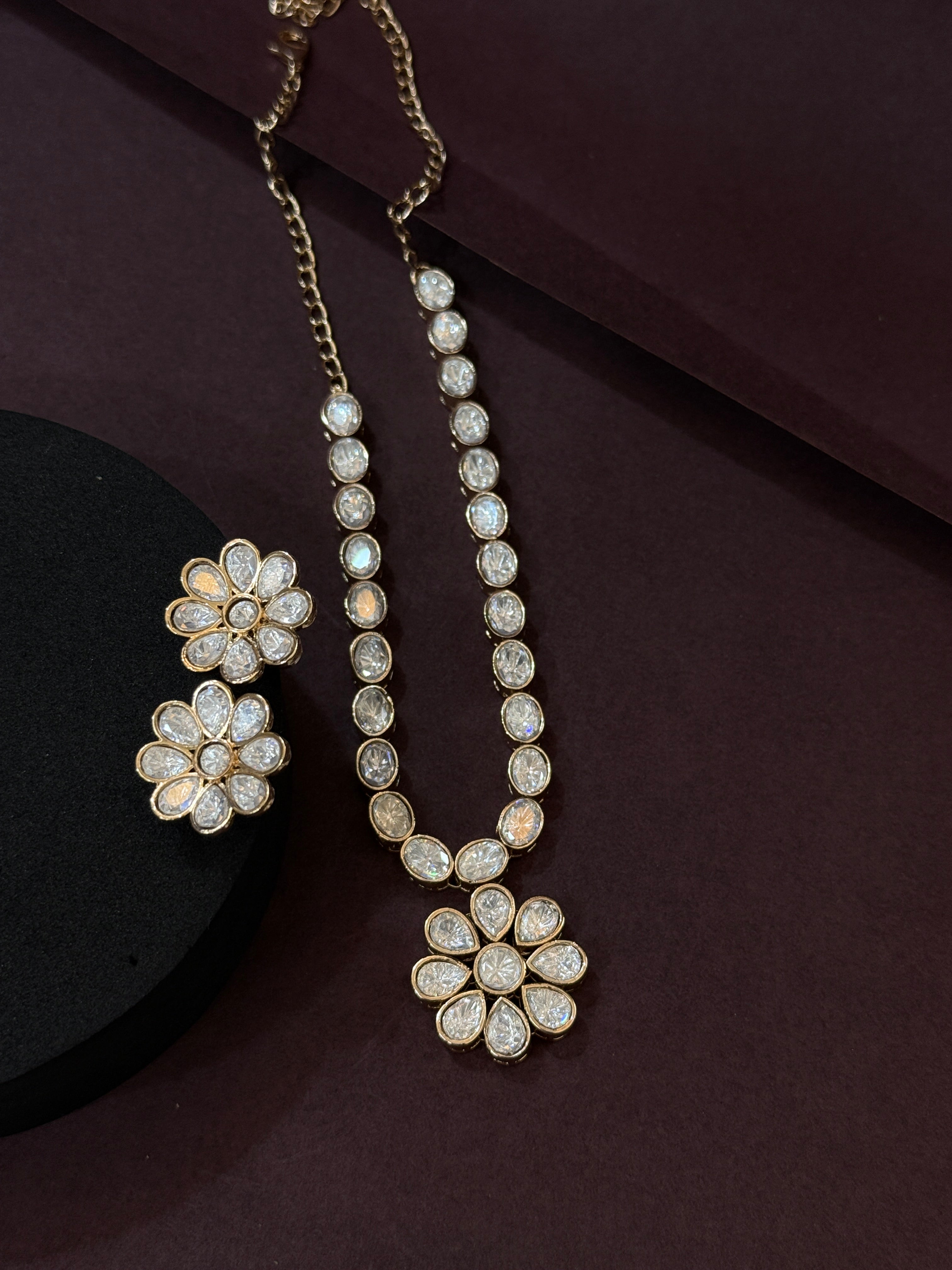 Floral Radiance Moissanite Pendant Set