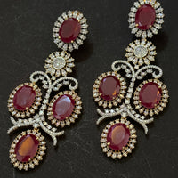 Royal Ruby Red American Diamond Chandelier Earrings