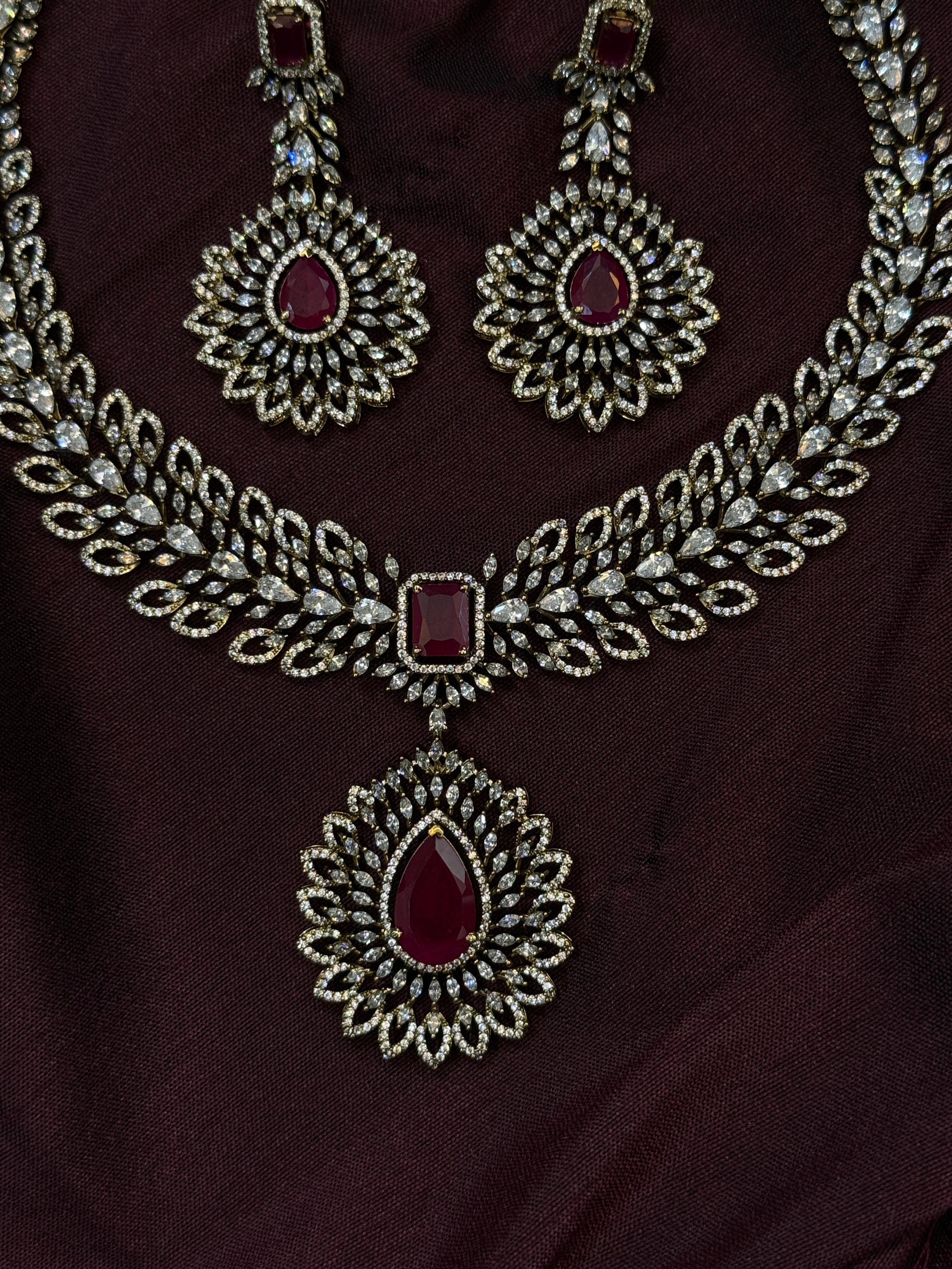Victorian Ruby Kundan Necklace Set