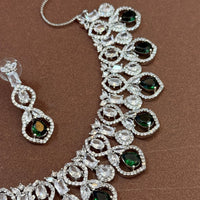 Elegant Green Crystal Drop Necklace Set