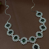 Royal Emerald Green American Diamond Necklace Set