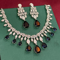Blue American Diamond Zirconia Necklace Set