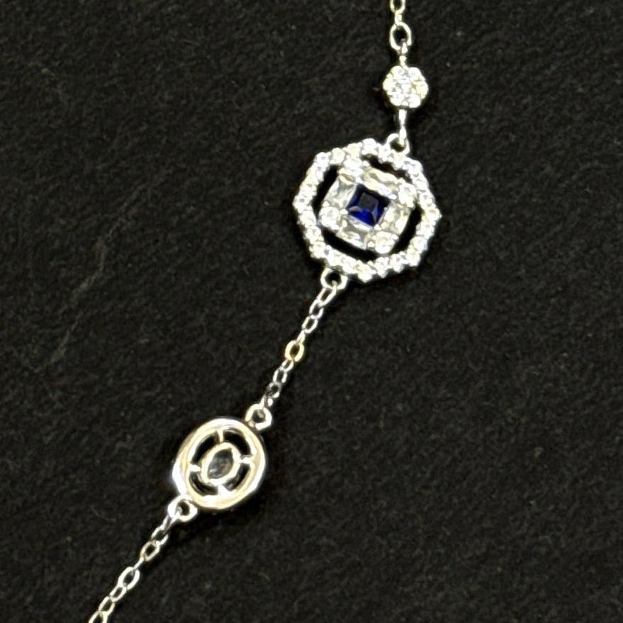 925 Sterling Silver Blue Stone Necklace Set