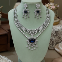 Royal Aura Purple American Diamond Necklace Set