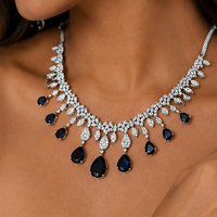Blue American Diamond Zirconia Necklace Set