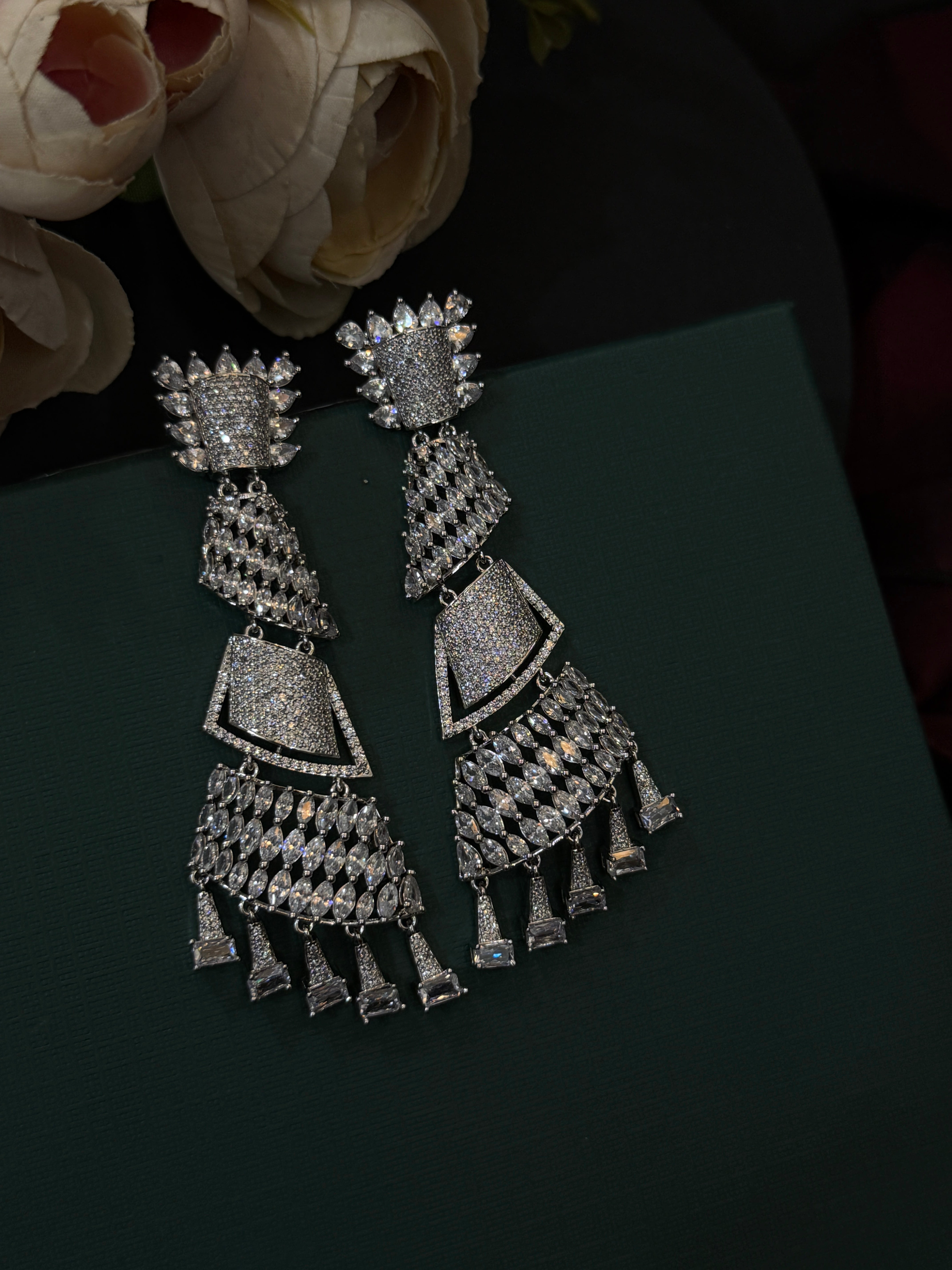 Statement Geometric CZ Stone Earrings