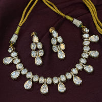 Regal Aura Moissanite Polki Gold Finish Necklace Set
