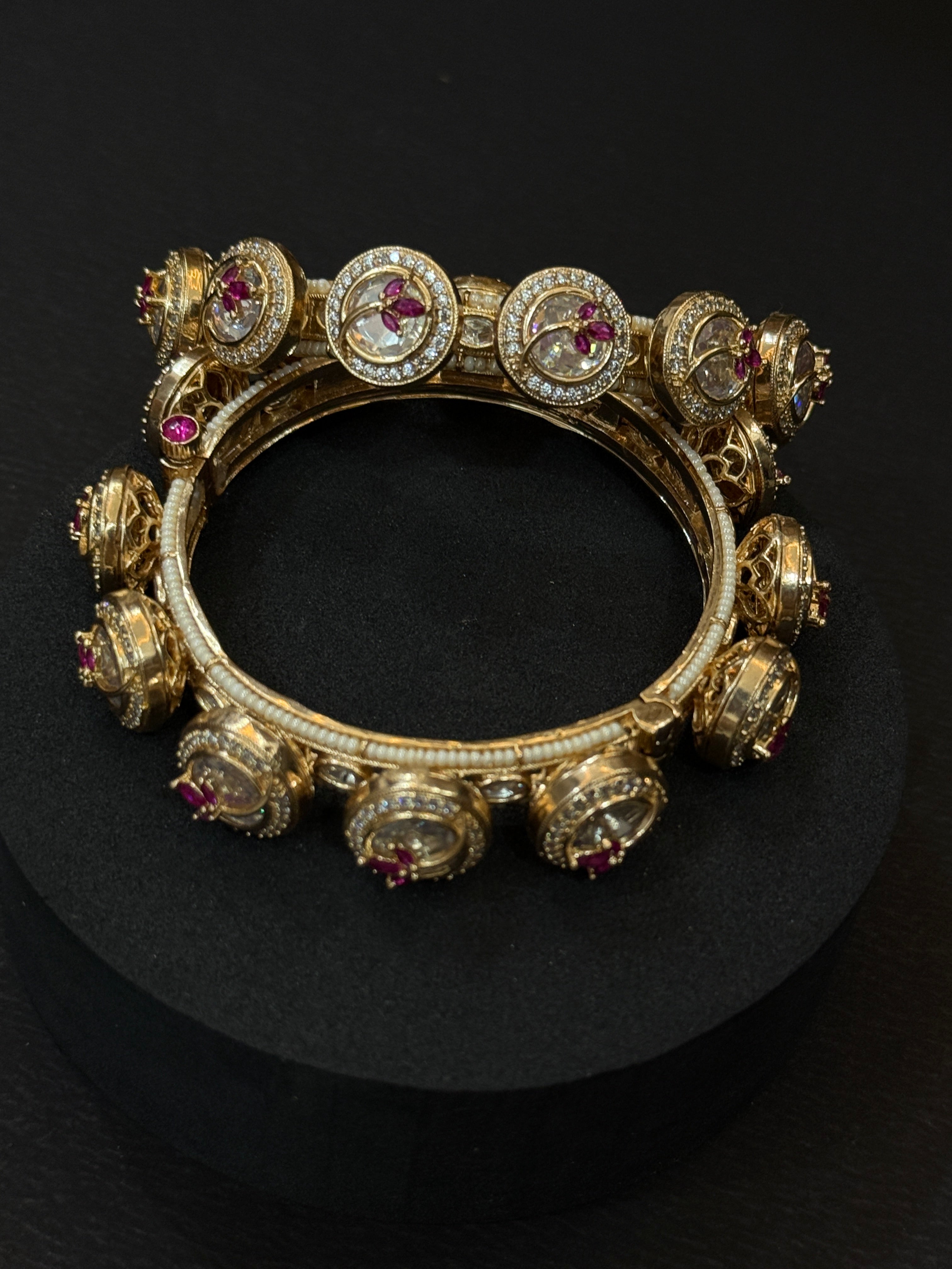 Floral Stone-Studded Designer Bangles