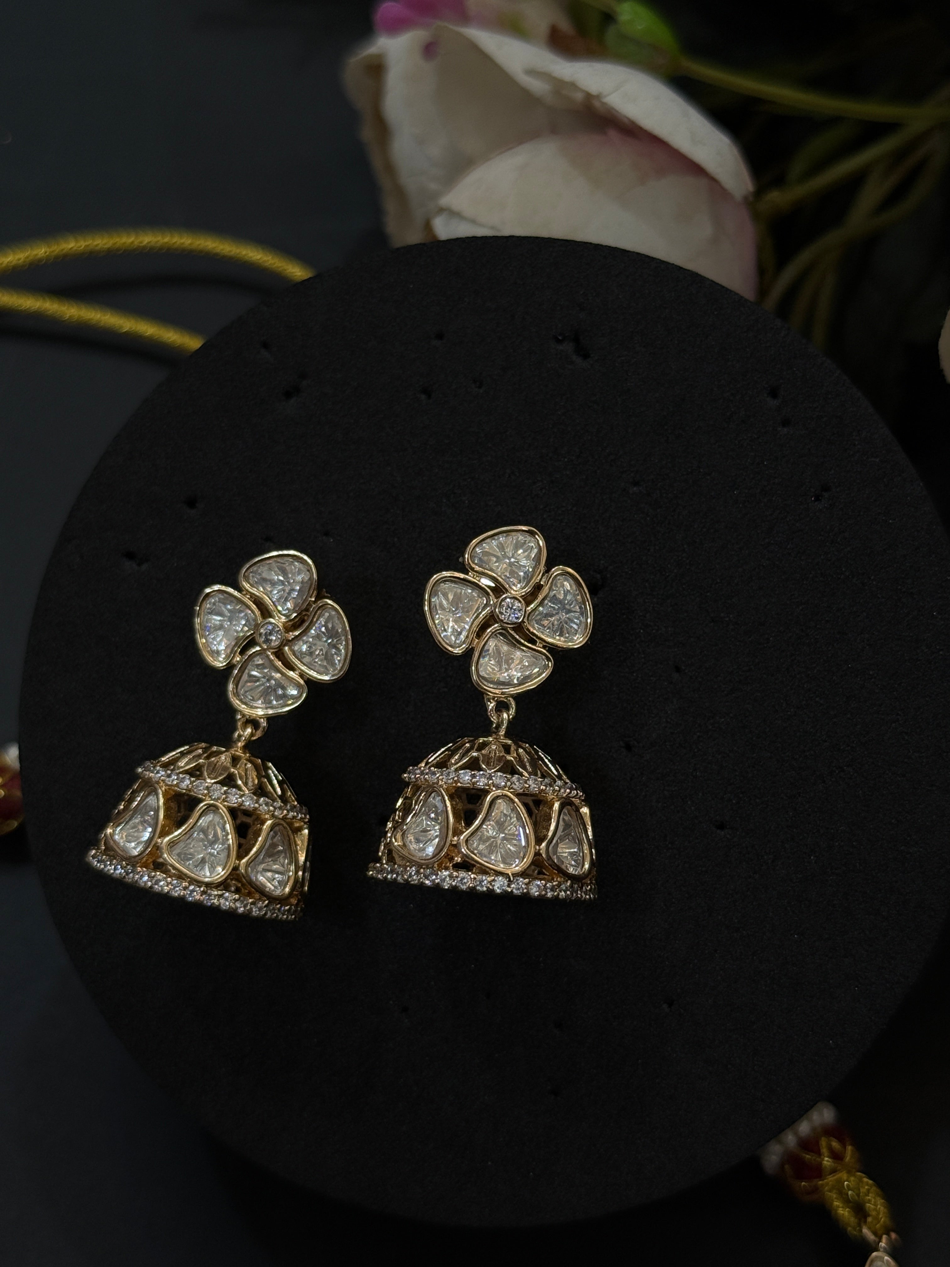 Elegant Gold-Plated Moissanite Kundan Necklace Set