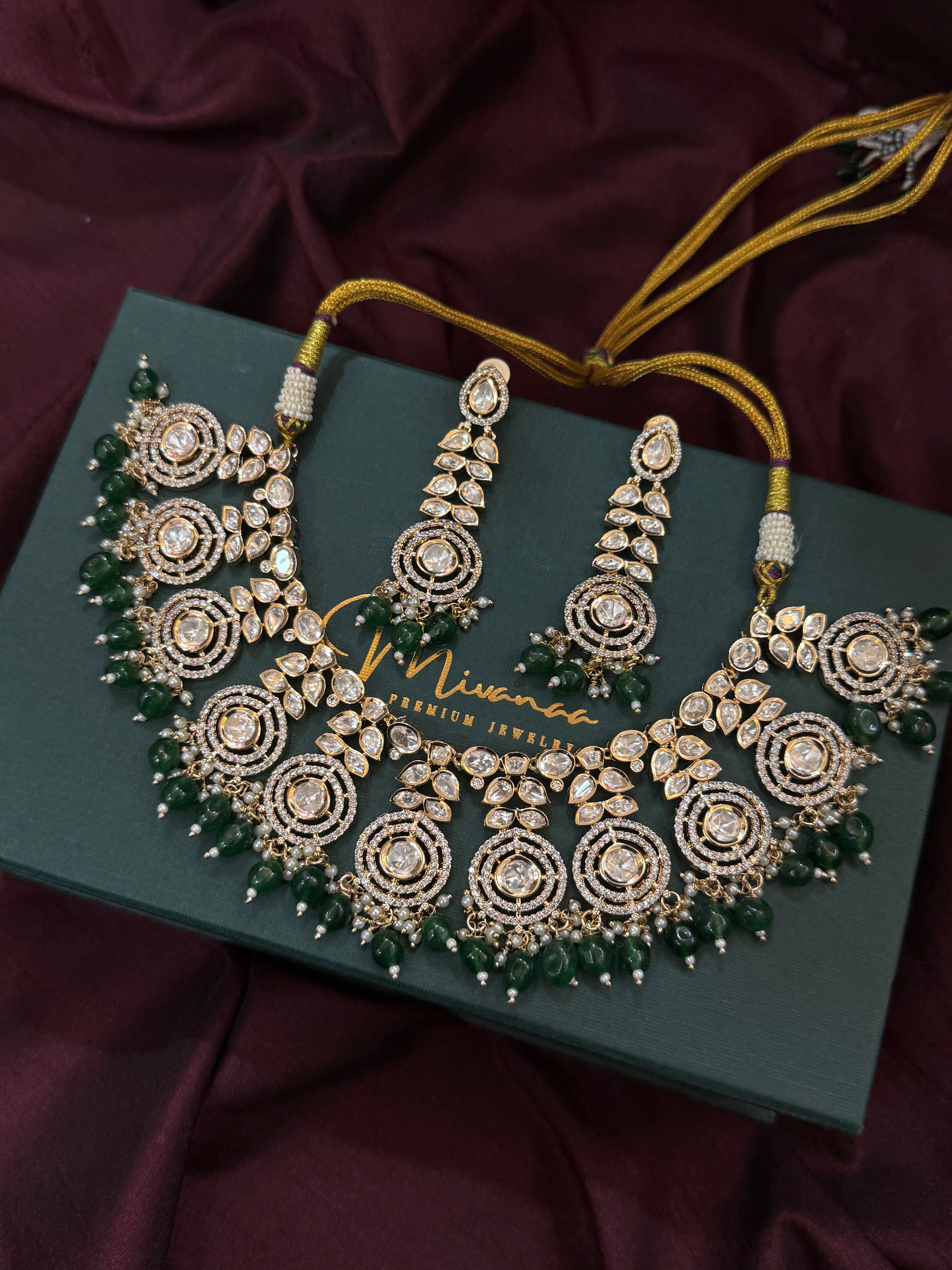 Luxury Real Polki Kundan Bridal Necklace Set with Earrings