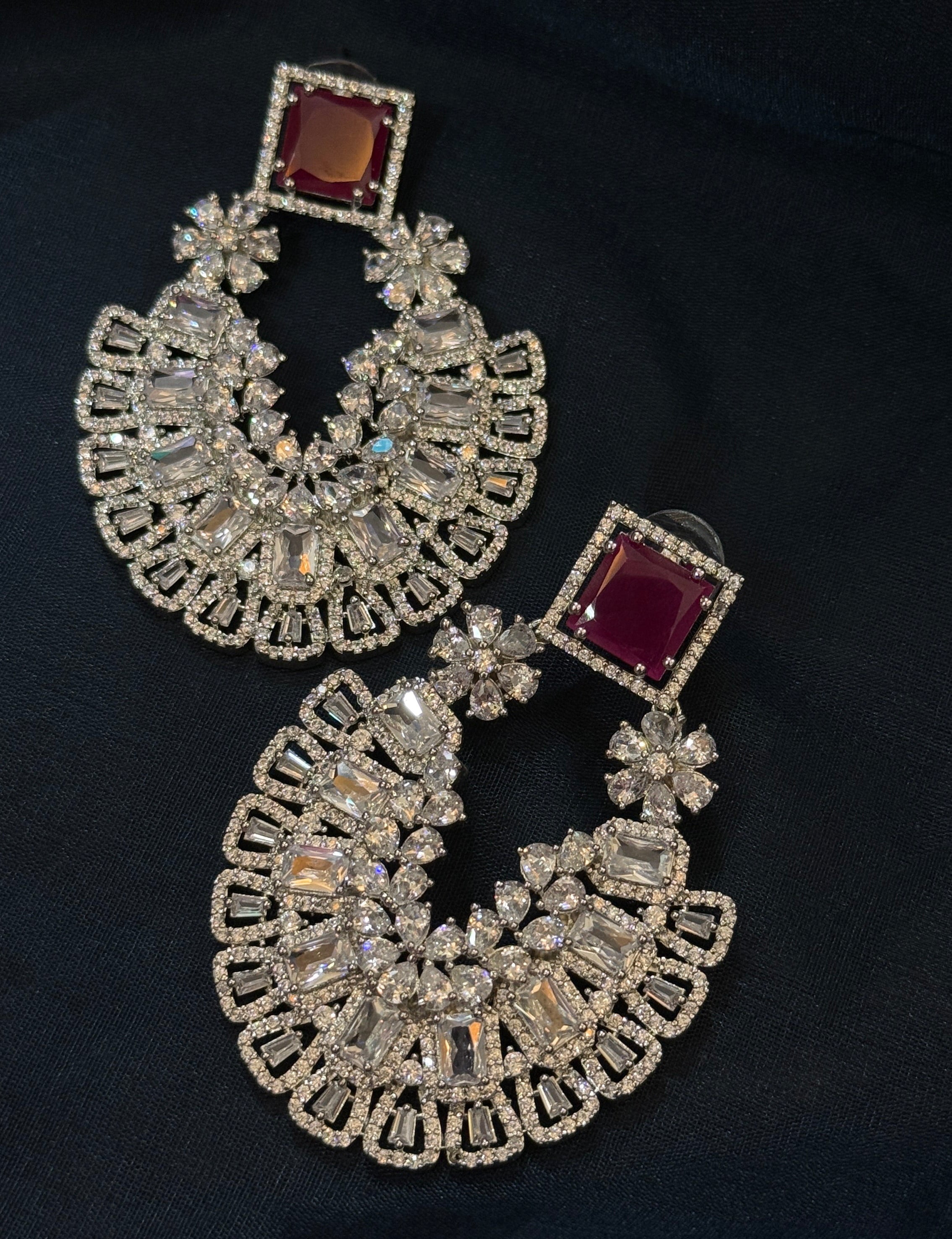Royal Ruby CZ Stone Statement Earring