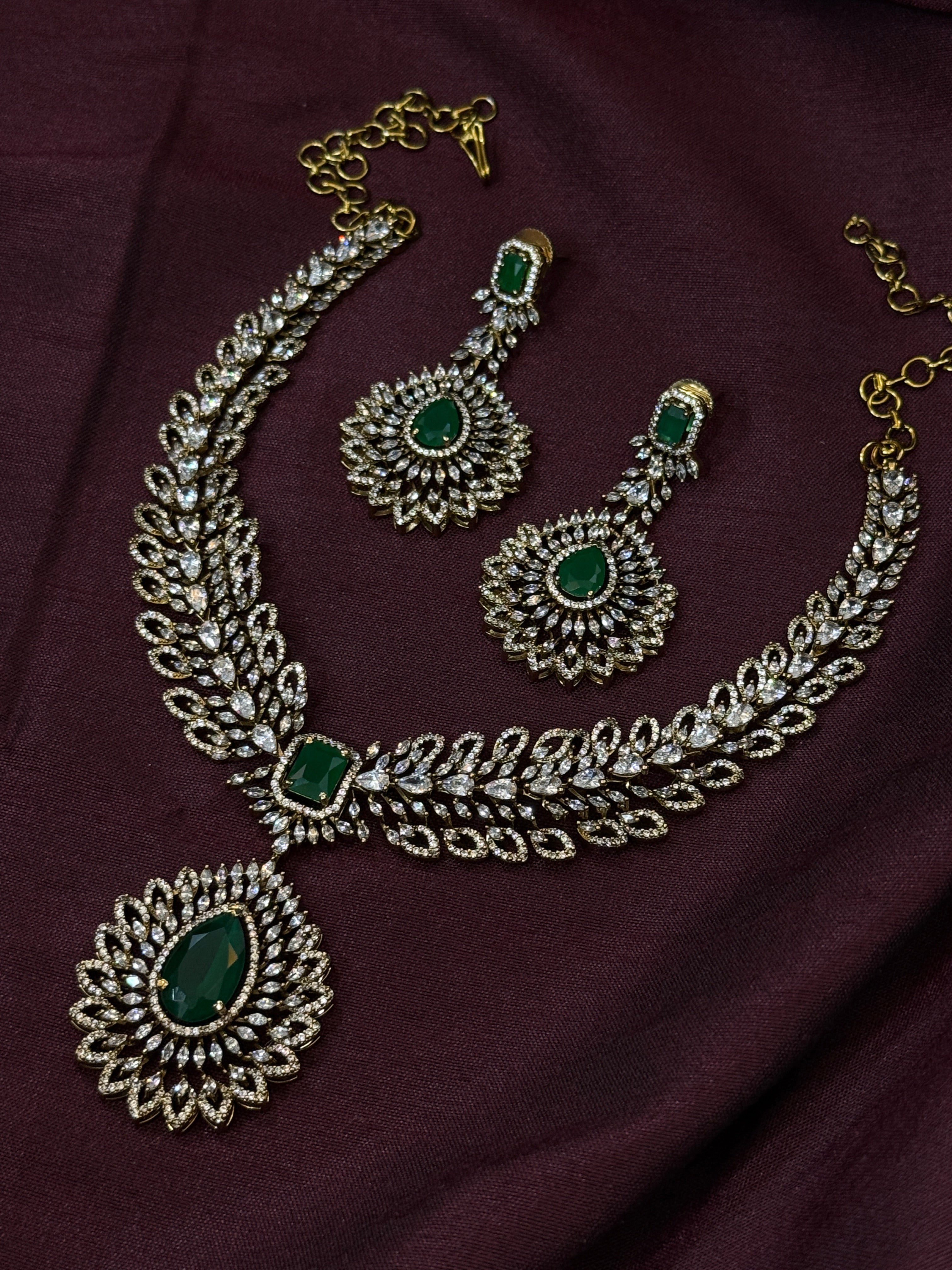 Green Victorian Kundan Necklace Set