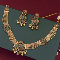 Traditional Green Stone Gold Plated Necklace Set