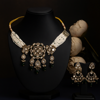 Green Beaded Real Polki Kundan Choker