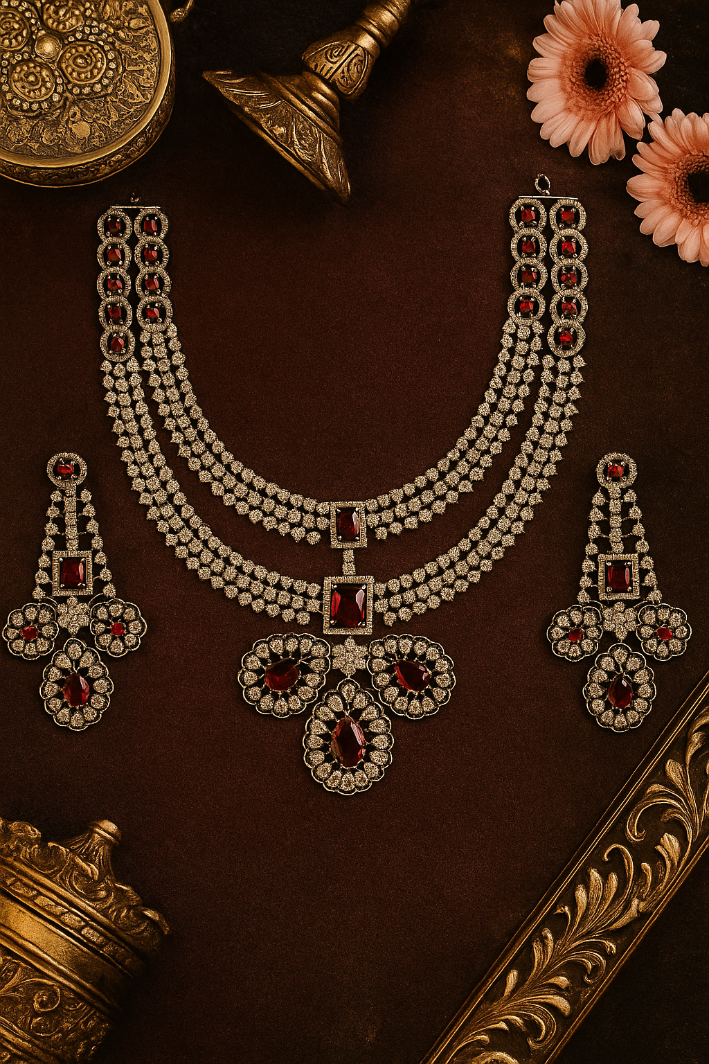 Luxury Ruby Red American Diamond