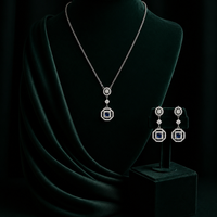 925 Sterling Silver Blue Stone Necklace Set